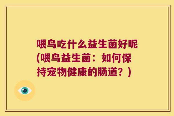 喂鸟吃什么益生菌好呢(喂鸟益生菌：如何保持宠物健康的肠道？)