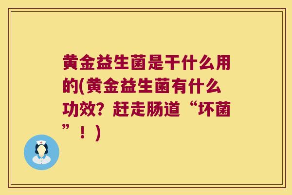 黄金益生菌是干什么用的(黄金益生菌有什么功效？赶走肠道“坏菌”！)