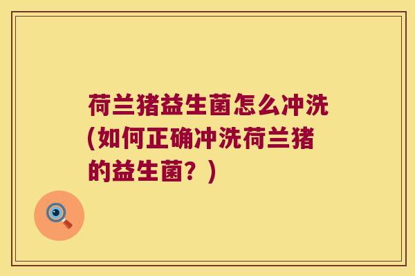 荷兰猪益生菌怎么冲洗(如何正确冲洗荷兰猪的益生菌？)