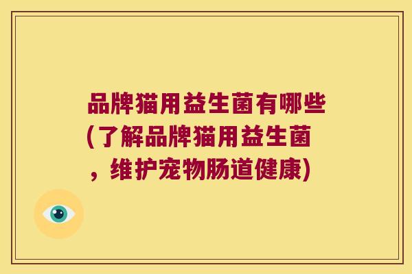 品牌猫用益生菌有哪些(了解品牌猫用益生菌，维护宠物肠道健康)