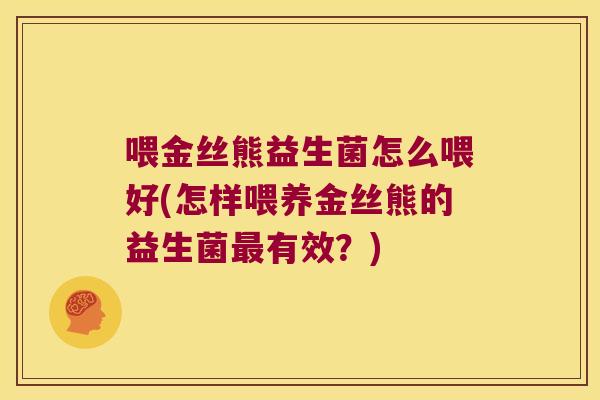 喂金丝熊益生菌怎么喂好(怎样喂养金丝熊的益生菌最有效？)