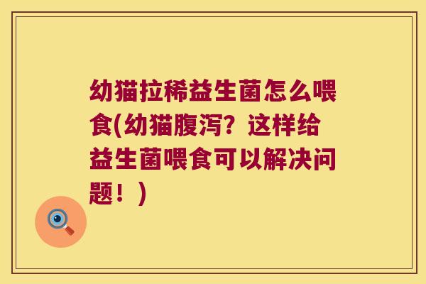 幼猫拉稀益生菌怎么喂食(幼猫腹泻？这样给益生菌喂食可以解决问题！)