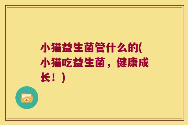 小猫益生菌管什么的(小猫吃益生菌,健康成长!) 小猫益生菌管什么的(小猫吃益生菌,健康成长!)