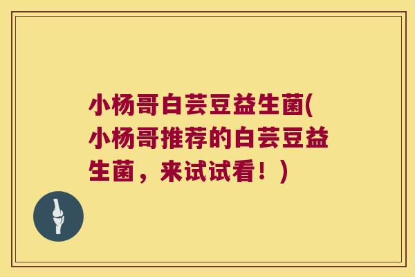 小杨哥白芸豆益生菌(小杨哥推荐的白芸豆益生菌，来试试看！)