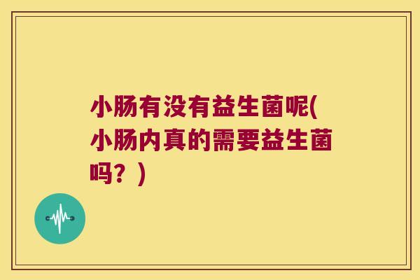 小肠有没有益生菌呢(小肠内真的需要益生菌吗？)