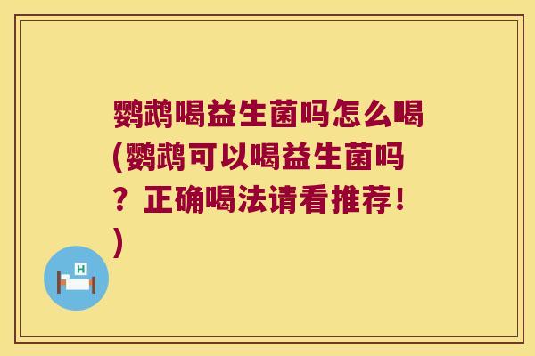 鹦鹉喝益生菌吗怎么喝(鹦鹉可以喝益生菌吗？正确喝法请看推荐！)
