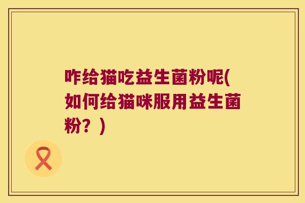 咋给猫吃益生菌粉呢(如何给猫咪服用益生菌粉？)