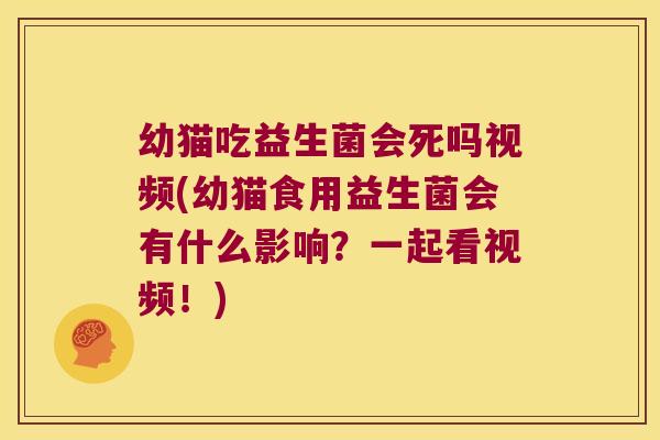 幼猫吃益生菌会死吗视频(幼猫食用益生菌会有什么影响？一起看视频！)