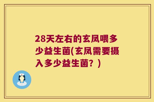 28天左右的玄凤喂多少益生菌(玄凤需要摄入多少益生菌？)