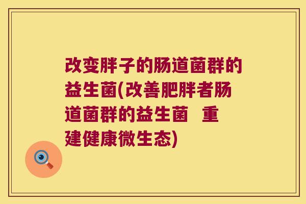 改变胖子的肠道菌群的益生菌(改善肥胖者肠道菌群的益生菌  重建健康微生态)