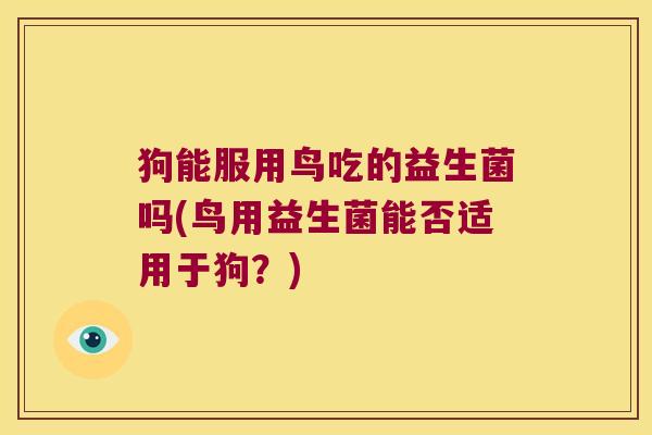 狗能服用鸟吃的益生菌吗(鸟用益生菌能否适用于狗？)