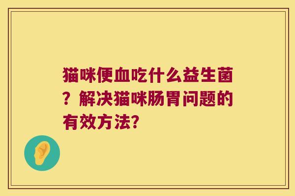 猫咪便血吃什么益生菌？解决猫咪肠胃问题的有效方法？