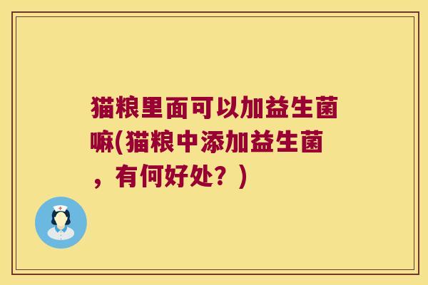 猫粮里面可以加益生菌嘛(猫粮中添加益生菌，有何好处？)