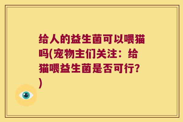 给人的益生菌可以喂猫吗(宠物主们关注：给猫喂益生菌是否可行？)