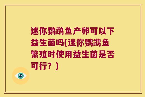 迷你鹦鹉鱼产卵可以下益生菌吗(迷你鹦鹉鱼繁殖时使用益生菌是否可行？)