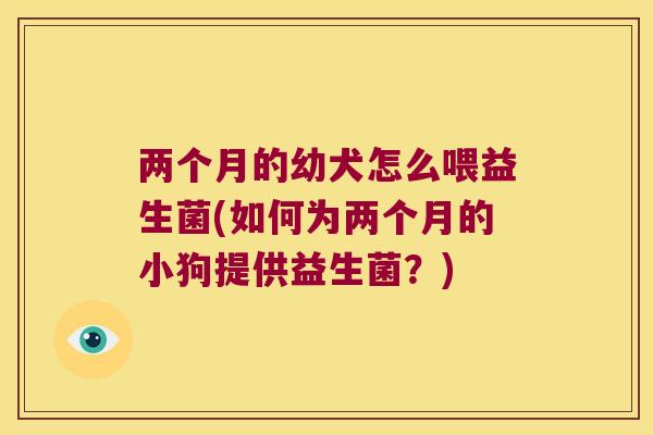 两个月的幼犬怎么喂益生菌(如何为两个月的小狗提供益生菌？)