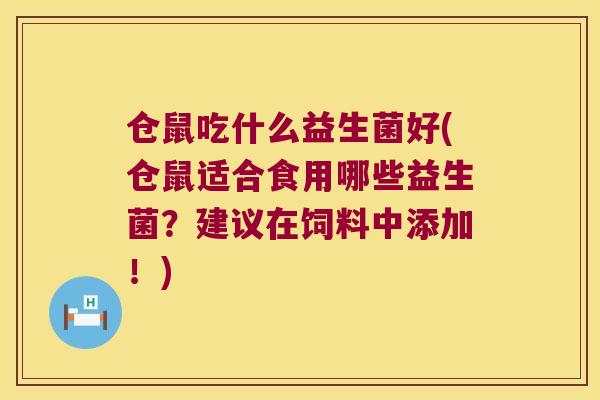 仓鼠吃什么益生菌好(仓鼠适合食用哪些益生菌？建议在饲料中添加！)