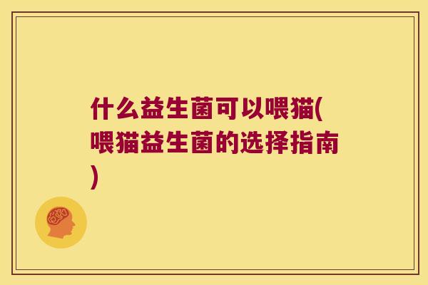 什么益生菌可以喂猫(喂猫益生菌的选择指南)
