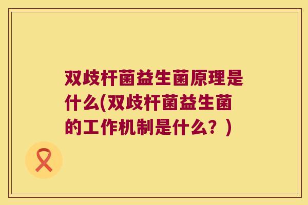 双歧杆菌益生菌原理是什么(双歧杆菌益生菌的工作机制是什么？)