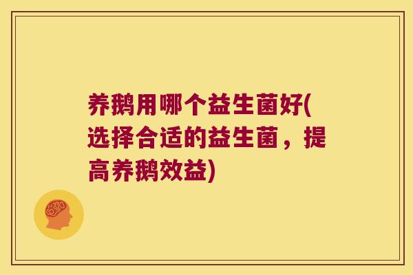 养鹅用哪个益生菌好(选择合适的益生菌，提高养鹅效益)