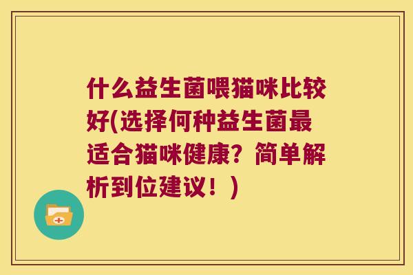 什么益生菌喂猫咪比较好(选择何种益生菌最适合猫咪健康？简单解析到位建议！)
