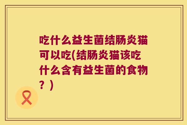 吃什么益生菌结肠炎猫可以吃(结肠炎猫该吃什么含有益生菌的食物？)