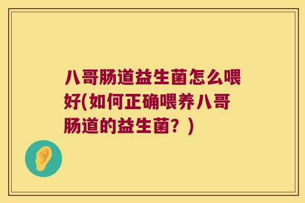 八哥肠道益生菌怎么喂好(如何正确喂养八哥肠道的益生菌？)