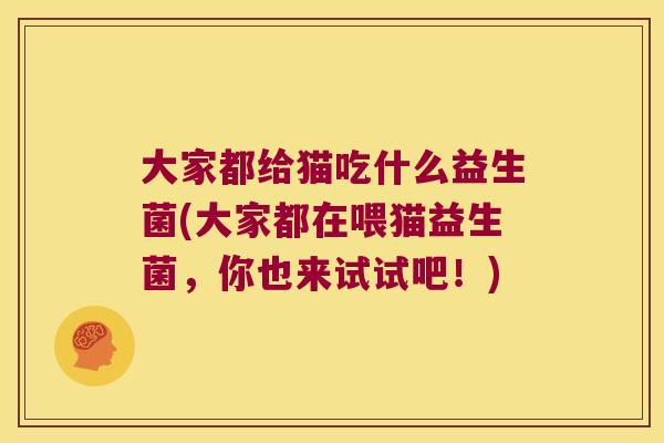 大家都给猫吃什么益生菌(大家都在喂猫益生菌，你也来试试吧！)