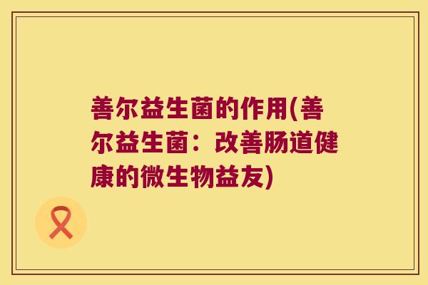 善尔益生菌的作用(善尔益生菌：改善肠道健康的微生物益友)