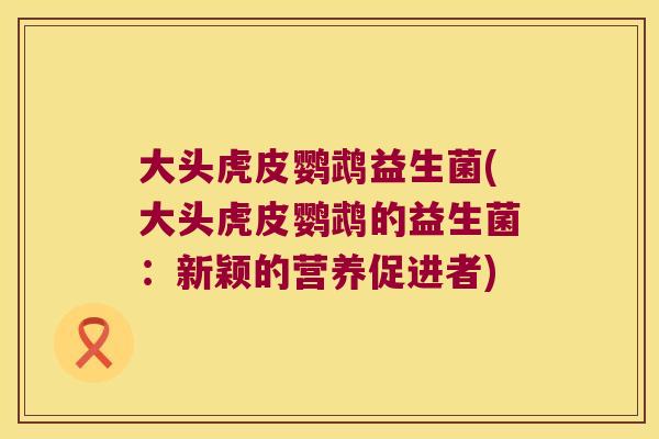 大头虎皮鹦鹉益生菌(大头虎皮鹦鹉的益生菌:新颖的营养促进者) 大头虎皮鹦鹉益生菌(大头虎皮鹦鹉的益生菌:新颖的营养促进者)