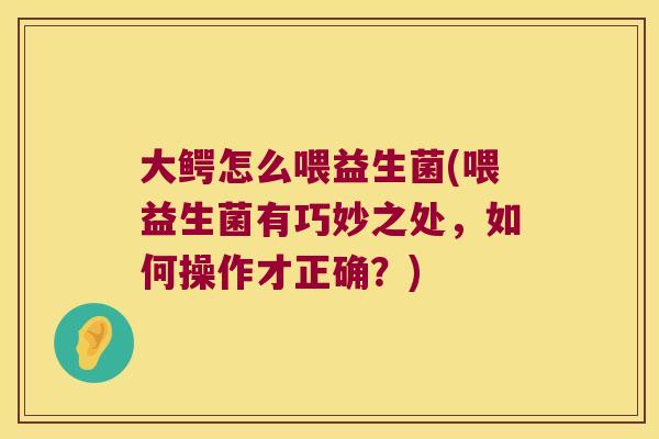 大鳄怎么喂益生菌(喂益生菌有巧妙之处,如何操作才正确?) 大鳄怎么喂益生菌(喂益生菌有巧妙之处,如何操作才正确?)