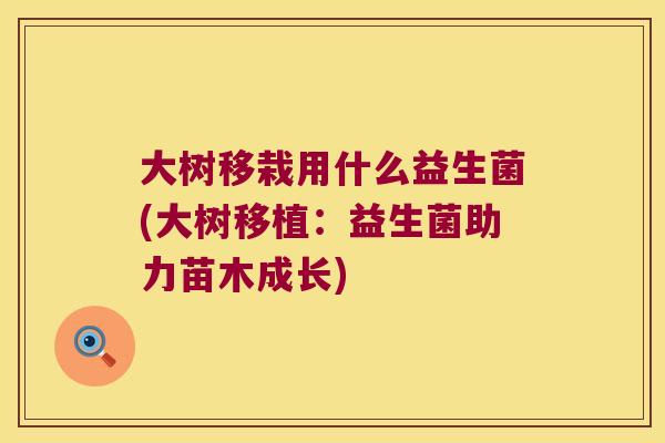大树移栽用什么益生菌(大树移植：益生菌助力苗木成长)