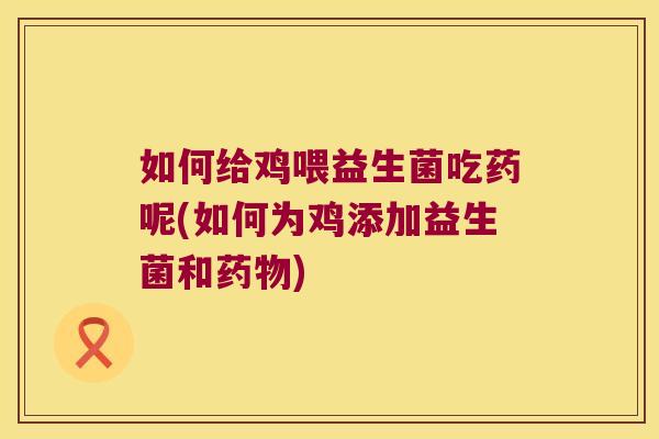 如何给鸡喂益生菌吃药呢(如何为鸡添加益生菌和药物)