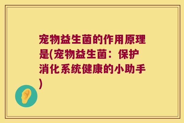 宠物益生菌的作用原理是(宠物益生菌：保护消化系统健康的小助手)