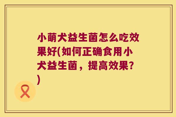 小萌犬益生菌怎么吃效果好(如何正确食用小犬益生菌，提高效果？)