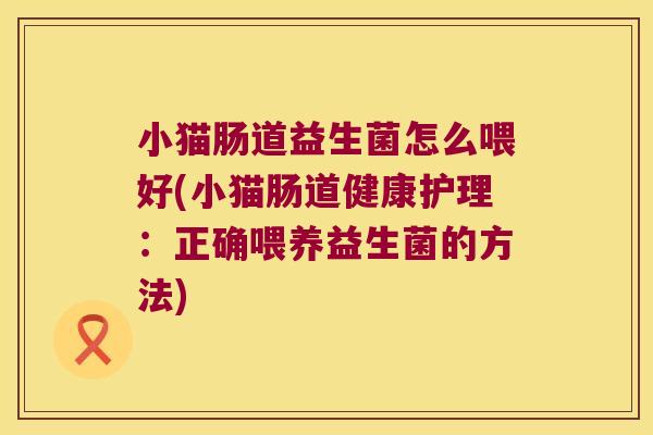 小猫肠道益生菌怎么喂好(小猫肠道健康护理:正确喂养益生菌的方法) 小猫肠道益生菌怎么喂好(小猫肠道健康护理:正确喂养益生菌的方法)