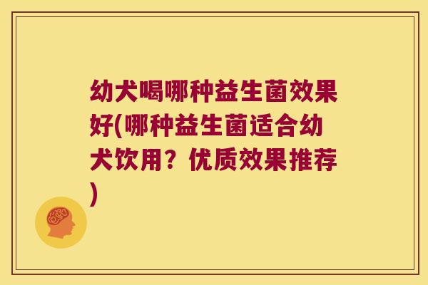 幼犬喝哪种益生菌效果好(哪种益生菌适合幼犬饮用？优质效果推荐)