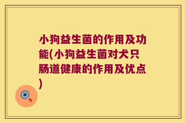 小狗益生菌的作用及功能(小狗益生菌对犬只肠道健康的作用及优点) 小狗益生菌的作用及功能(小狗益生菌对犬只肠道健康的作用及优点)