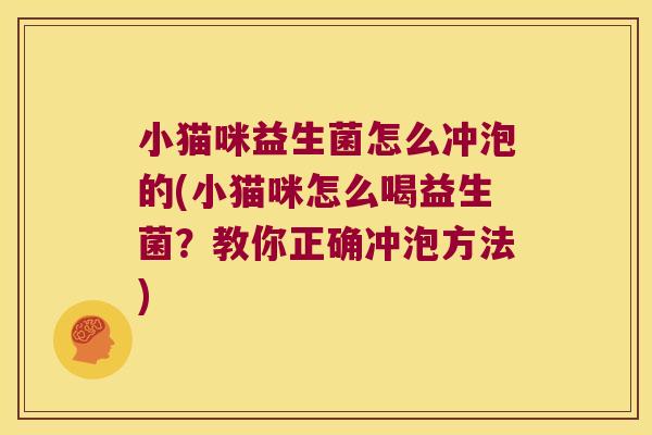 小猫咪益生菌怎么冲泡的(小猫咪怎么喝益生菌？教你正确冲泡方法)