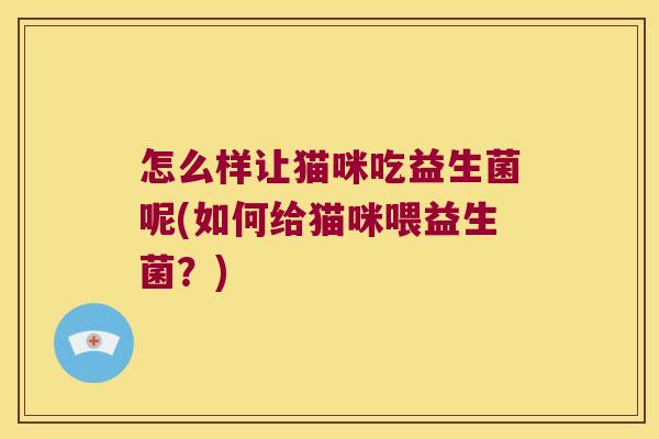怎么样让猫咪吃益生菌呢(如何给猫咪喂益生菌？)