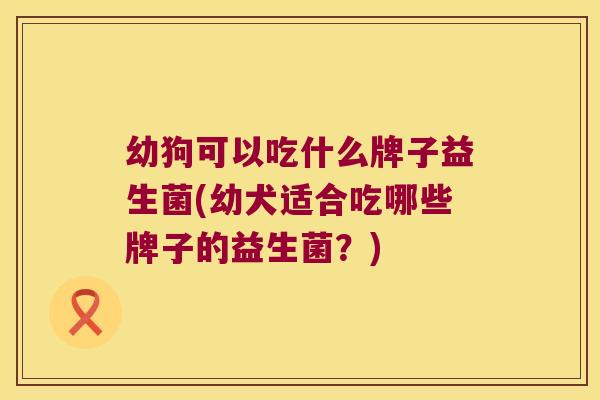 幼狗可以吃什么牌子益生菌(幼犬适合吃哪些牌子的益生菌？)