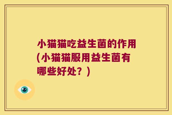 小猫猫吃益生菌的作用(小猫猫服用益生菌有哪些好处？)