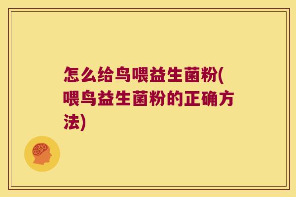 怎么给鸟喂益生菌粉(喂鸟益生菌粉的正确方法) 怎么给鸟喂益生菌粉(喂鸟益生菌粉的正确方法)