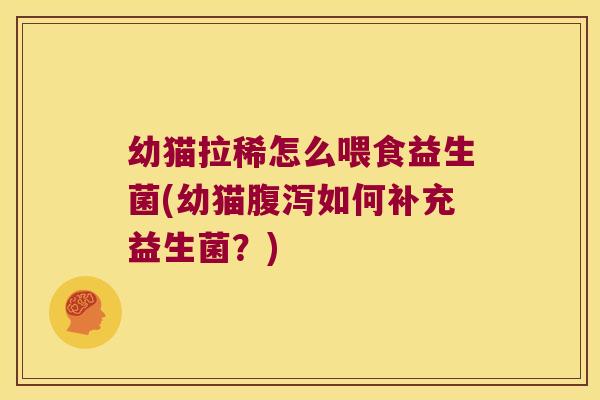 幼猫拉稀怎么喂食益生菌(幼猫腹泻如何补充益生菌？)