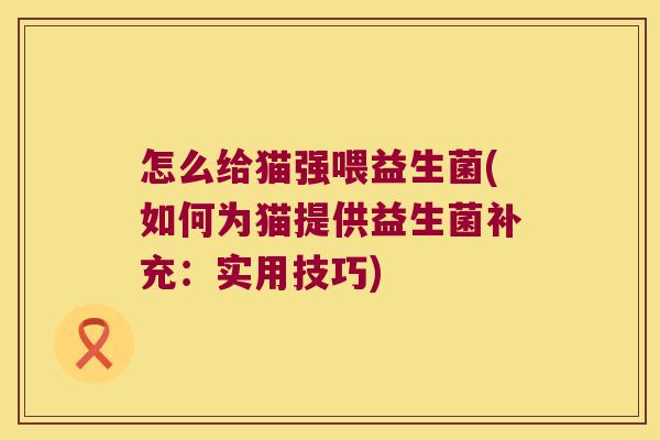 怎么给猫强喂益生菌(如何为猫提供益生菌补充：实用技巧)