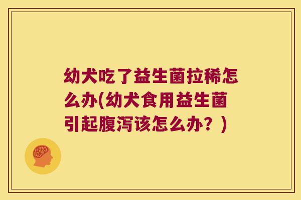 幼犬吃了益生菌拉稀怎么办(幼犬食用益生菌引起腹泻该怎么办？)