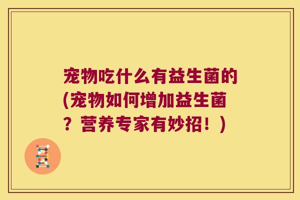 宠物吃什么有益生菌的(宠物如何增加益生菌？营养专家有妙招！)