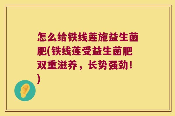 怎么给铁线莲施益生菌肥(铁线莲受益生菌肥双重滋养,长势强劲!) 怎么给铁线莲施益生菌肥(铁线莲受益生菌肥双重滋养,长势强劲!)