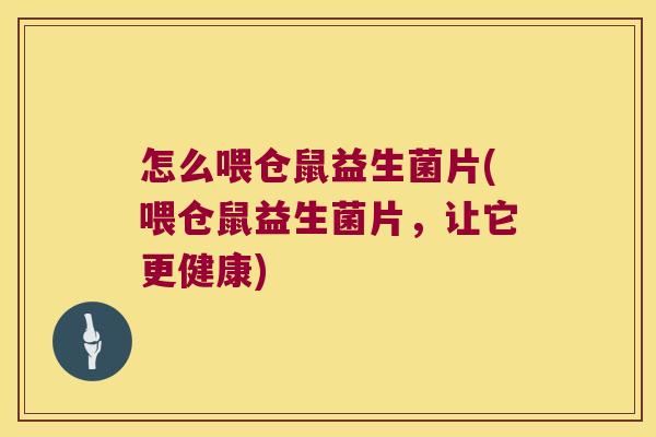 怎么喂仓鼠益生菌片(喂仓鼠益生菌片，让它更健康)