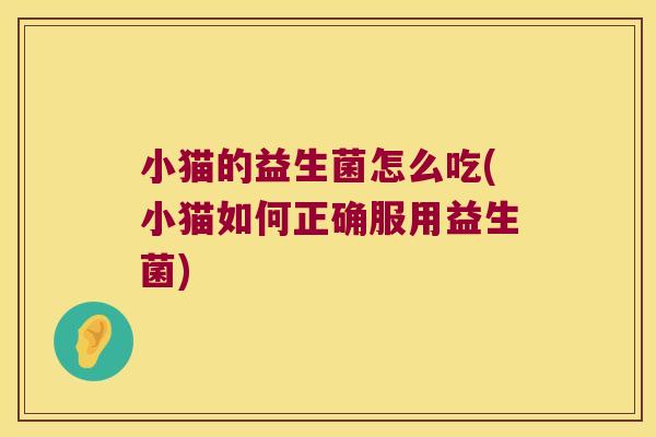 小猫的益生菌怎么吃(小猫如何正确服用益生菌)